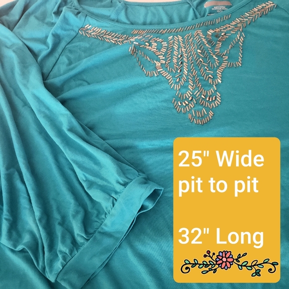 Lane Bryant Top Banded Waist Turquoise Women's Plus Size 22/24 NWOT - Picture 6 of 10